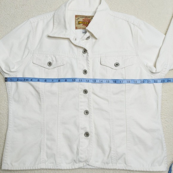 Territory Ahead Womens Denim Jacket XL Plus White 90s Vintage Jeans Hong Kong - Picture 7 of 9